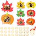 Geelin 24 Pack Thanksgiving DIY Picture Frame Craft Kits Wooden Pumpkin Maple Leaf Photo Frames Bulk Fall Thanksgiving Crafts for Adults Home Holiday Game Activities Gifts