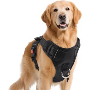 2 x No Pull Dog Harness with 2 Leash Clips, Reflective Adjustable Soft Padded Vest with Handle, Breathable Oxford No Choke Pet Vest for Small Dogs, Black,S
