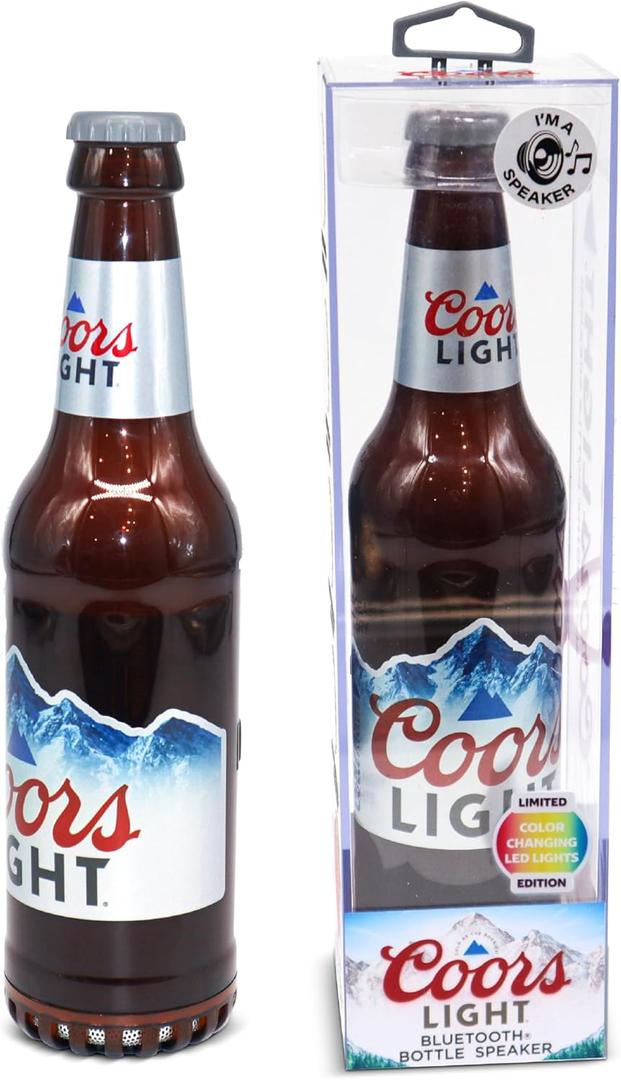 Coors Light Bottle Shape Bluetooth Speaker with High-Fidelity Stereo, Splash Proof, 6H Playtime & AUX Port - Ideal for Outdoor, Indoor Parties, Camping, Beach, Pool Compatible for iPhone & Android