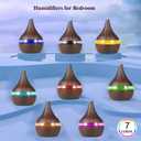 300ml Cool Mist Humidifier, 10-20H Runtime Ultra-Quiet 24dB Bedroom Humidifier with 7 Color Lights & 2 Mist Modes, Auto Shut-Off, Small Space Humidifiers for Baby Nursery Home Office (Brown)