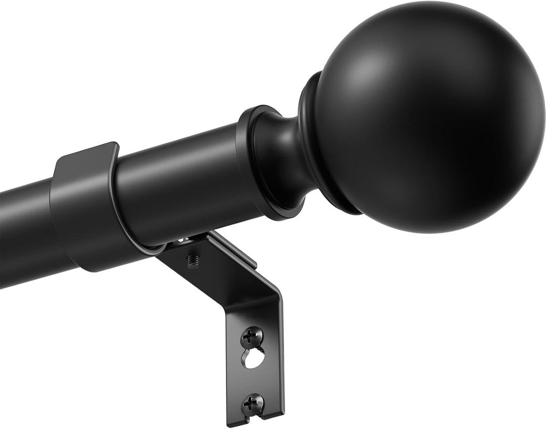 Heavy Duty Extra Long Curtain Rods for Windows 66-168 Inch, Black