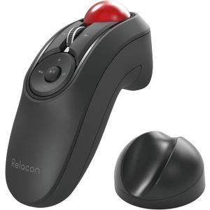 ELECOM Relacon Handheld Trackball Pointer, Ergonomic Thumb Mouse for Right or Left Hand, Bluetooth, 10 Buttons for TV, Presentation, Game, PC & MAC