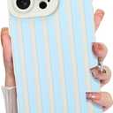 KANGHAR Compatible with iPhone 16 Pro Max Case, Silicone Stripes Cute Pattern, Camera Protection Soft Slim Phone Case for Phone Case -Light Blue