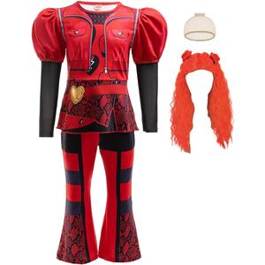 Girls Rise Red Costume with Wig Kids Movie Dress Up Outfits Halloween Birthday Party Role Play Clothes (2-3 Years)