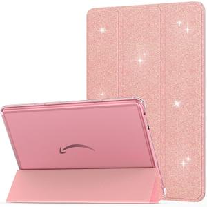 MoKo Case for All-New Amazon Kindle Fire HD 10 Tablet (13th Generation, 2023 Release) 10.1", PU Leather Trifold Stand Cover for Fire Tablet 10 2023, Auto Wake/Sleep, Glitter Light Pink