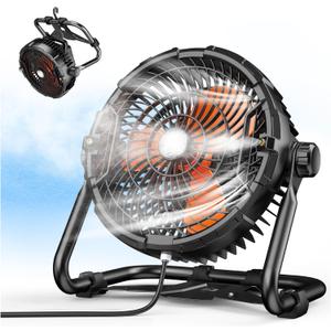 35000mAhRechargeable Outdoor Floor Fans, 12" Misting Cooling Fan,Hurricane Preparedness Supplies Items |22ft Water Pipe |12V Fast Charging |3-Level Light |Timing, for Garden,Greenhouse,Warehouse,Gym
