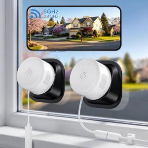 2K No-Drill Window Security Cameras, 2Packs Magnetic Cameras for Home Security, 5G&2.4G WiFi Indoor Angled Window Cam Stick on Glass, Full Color Night Vision, 24/7 AI Human Detection for RV, Apartment