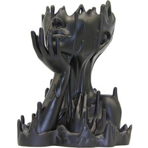 Melted Woman Goddess Head Planter Indoor Medusa Face Flower Pot with Drainage and Tray Unique Succulent Pot Gift for Home Decor Dopamine Artistic Room (Black)