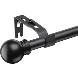 YeYeBest Curtain Rods for Windows 28 to 50 Inch, 5/8 Inch Metal Curtain Rod Set,Heavy Duty Window Curtain Rod with Brackets Black