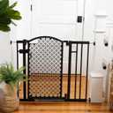Ingenuity Decorative Panel Tall Baby Gate & Dog Gate, 28"-42" Wide, 30" Tall, Hardware or Pressure Mounted, Install on Top or Bottom of Stairs, Banister, or Doorway - Espresso