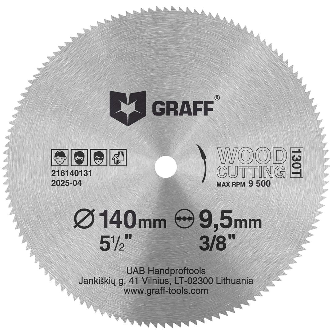 5-1/2 Inch Carbon Steel Circular Saw Blade for Wood, Plywood, Laminate, Drywall, Plastic  130T Wood Cutting Disc with 3/8 Inch Arbor from GRAFF