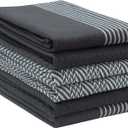 PurpleEssences 6-Pack Kitchen Towels 15x25 Inch, 100% Cotton Waffle Weave - Absorbent, Reusable Dish & Hand Towels with Hanging Loop for Home & Bar Use Christmas Holiday Winter - Assorted - Dark Gray