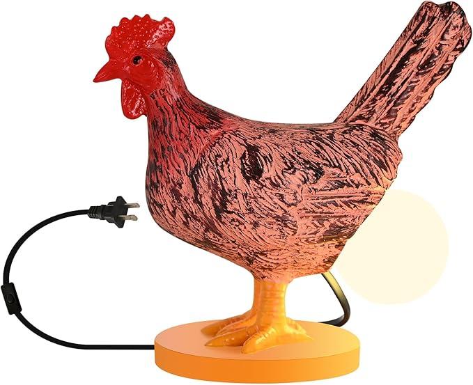 AMPlug in Chicken Egg Lamp, Funny Chicken Butt Night Light with Egg, Lifelike Rooster Lamp with Bulb, 3D Chicken Lights for Easter, Christmas, Birthdays Various Festivals Gift  Yellow