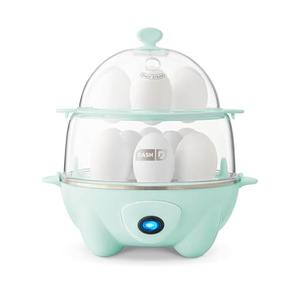 DASH Deluxe Rapid Egg Cooker for Hard Boiled, Poached, Scrambled Eggs, Omelets, Steamed Vegetables, Dumplings & More, 12 capacity, with Auto Shut Off Feature - Aqua, Missing Measuring Cup