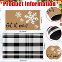 Drydiet 2 Pcs Winter Let It Snow Coir Doormats Outdoor Snowflake Welcome Door Mats Layered Buffalo Plaid Front Door Rugs Non Slip Floor Mats for Christmas Porch Entryway Indoor Outdoor Decor