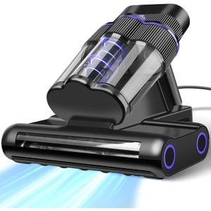 Powerful Mattress Vacuum Cleaner,Handheld Bed Vacuum with UV-C Light, 16Kpa Strong Suction, 30000 RPM Dual Drum Brushes, 140F Hot Air & Ultrasonic Tech, 500W Corded for Quick Dust Removal
