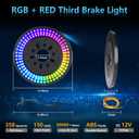 RGB Spare Tire Brake LED Light for Jeep Wrangler 2007-2018 JK JKU & 2018+ JL JLU, RGB Running Light + Red 3rd Third Brake Light LED Wheel Light High Mount Rear Tail Stop Light Accessories