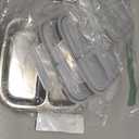 4 Pack Stainless Steel Snack Containers with Lids 3 Compartment Snackle Box Container Lunch Box for Adults Meal Prep Bento Box Containers Reusable Work (4, Gray, 600ml)