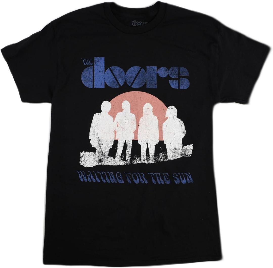 The Doors Unisex Adult The Doors Official Merch Waiting for The Sun T-Shirt, Black (Medium)