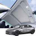 VION Tesla Model 3 Roof Sunshade (2026-2024 Model 3 Highland) Full Blackout (No Light Transmission), Cooler Cabin, Dual-Layer Fabric with Graphene-Enhanced UV Coating, No Sagging Gray