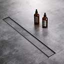 Linear Shower Floor Drain, 24 Inch Brushed Nickel 304 Stainless Steel Bathroom Drains Kit, Rectangular Shower Trench Drain with Reversable Tile-in Pattern Drain Cover & Hair Catcher (Brushed Stainless)