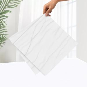 Mable Peel and Stick Vinyl Floor Tiles,60 Tiles - 12" x 12", White Marble Pattern - Self Adhesive Vinfl Flooring DIY for for Kichen, Bathroom, Bedroom, Dining Room, Kitchen(White Marble 60 Sq.Ft)