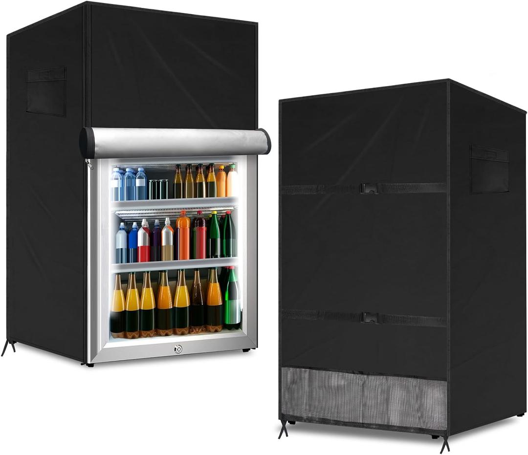 Outdoor Refrigerator Cover Dustproof Freezer for Protecting Upright Freezers/Beverage Refrigerator Compact 3.0 Cubic Foot Freezer Covers Outdoor (Black, 22" x 23" x 34")