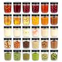 QAPPDA 6oz Glass Jars With Lids,Small Mason Jars Wide Mouth,Mini Canning Jars With Black Lids,Kitchen Storage Jars For Honey,Jam,Jelly,Baby Foods,Wedding Favor,Shower Favors,Spice Jars Set of 30