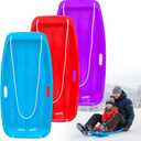 Snow Sled, 3PCS Snow Sleds for Kids and Adult, Plastic Toboggan Snow Sled for up to 2 Riders with Pull Rope and Handles, 35in Sleds for Winter Skiing Outdoor Sledding Gift