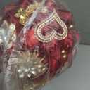 Bridal Wedding Bouquet Round Holding Bouquet Throw Toss Artificial Rose Flower Bunch for Bride Bridesmaid Wedding Quinceanera(Dark Red, 7.1")