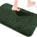 Yeaban Dark Green Bathroom Rugs  Thick Chenille Bath Mats | Absorbent and Washable Bath Rug Non-Slip, Plush and Soft Rugs for Bathroom, Kitchen, Shower, Sink - 17" x 24"