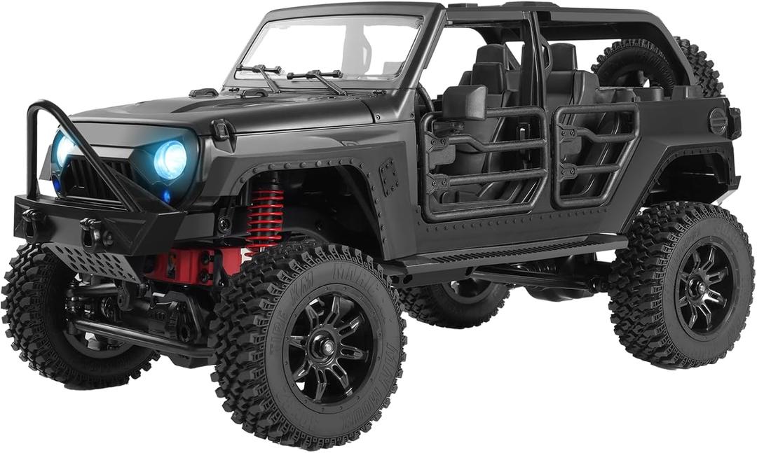 ARRIS MN-128 RC Rock Crawler, 1:12 Scale RC 4WD RC Climbing Car, All-Wheel Drive Off-Road RC Jeep Crawlers RTF, 2.4Ghz RC Rock Crawler 4x4 All Terrain Car for Adults (Black)