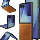 Foluu for Samsung Galaxy Z Flip 7 5G Case, Galaxy Z Flip 7 Leather Case, PU Leather + Hard PC Shell Ultra Thin Slim Durable Protective Phone Case Cover for Samsung Galaxy Z Flip7 5G 2025 (Yellow)