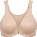 DELIMIRA Women's Front Closure Bras Posture Full Coverage Plus Size Underwire Unlined Back Support Plunge Seamless Bra B-H (Beige, XL)