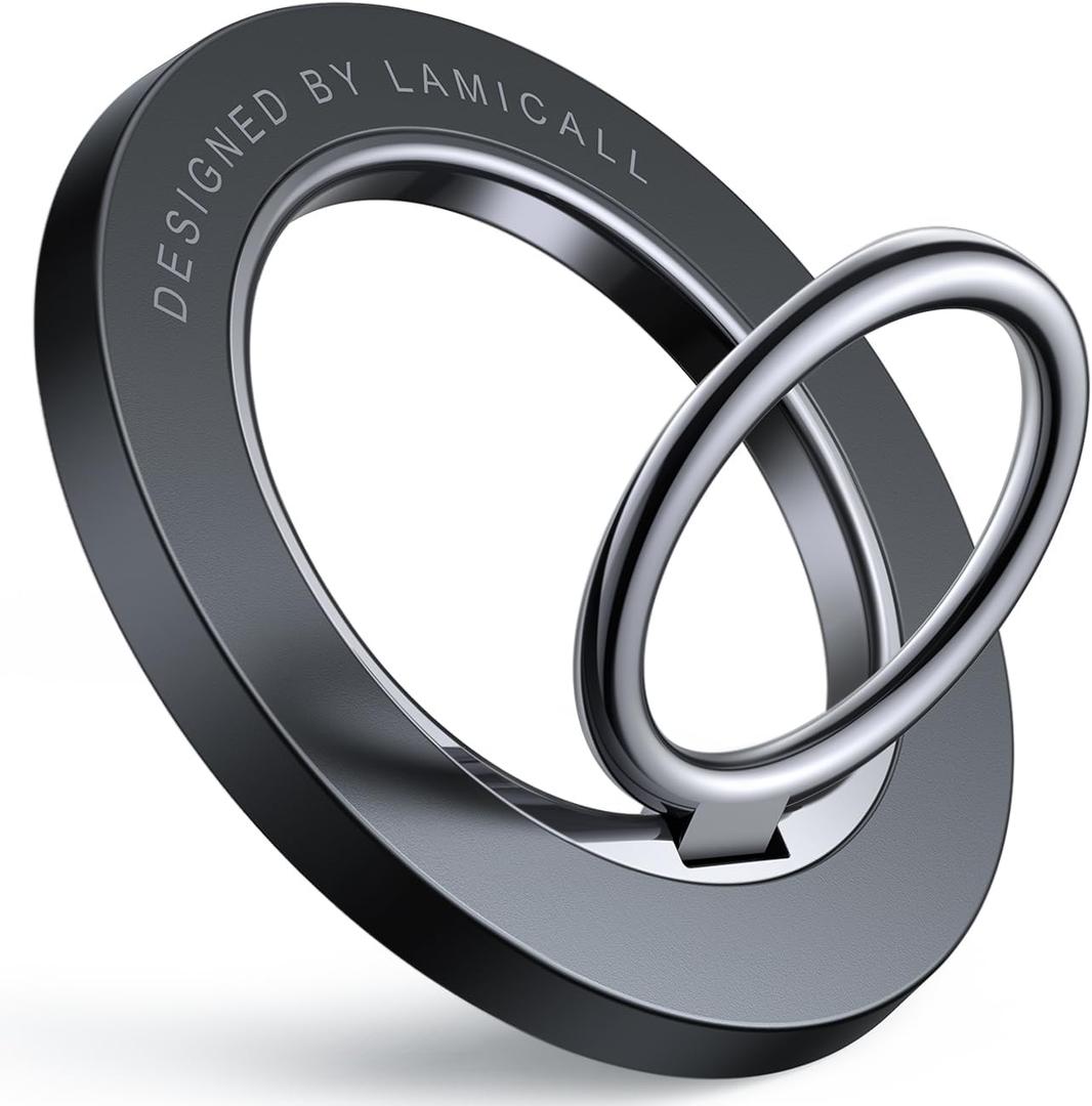 Lamicall Magnetic Phone Ring Grip for MagSafe - 360 Rotation Strong Magnet Finger Ring Holder Grip Stand, Mag Safe Kickstand Accessories for iPhone 17 16 15 14 Air Pro Max Plus, Androids, Misty Black