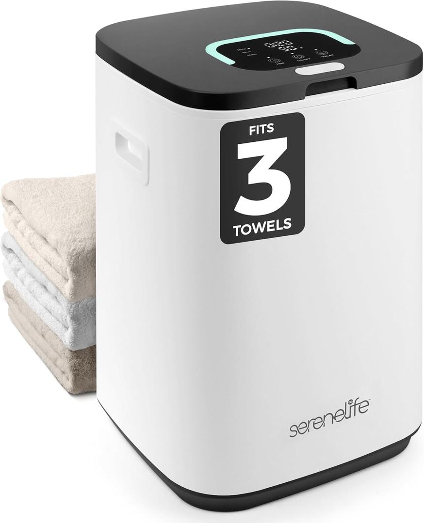 SereneLife SLTLWSQ83 Bucket-23L Capacity Hot Warmer with Timer Function, Fits Up to Two Oversized Towels for Bathroom (Black)