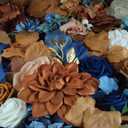 Ling's moment Fall Wedding Arch Flowers with Sheer Drapes Kit - Artificial Orange and Navy Blue Floral Arrangements for Ceremony Backdrop, Arbor Decor, 5-Piece Set (2 Flower Stems + 3 Hanging Drapes)