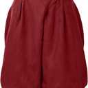 GRACEART Women's Renaissance Pants Pirate Pant Suede High Waist Double Breasted Medieval Pants (Medium, Wine Red)