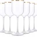 Liacere Plastic Wine Glasses Set of 8-14oz Clear Wine Cup with Gold Rim - Dishwasher Safe Plastic Wine Cups with Stem Reusable & Unbreakable Disposable wine glasses for Weddings, Parties&Fall Decor