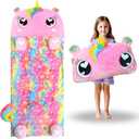 Kids Sleeping Bag, Large Unicorn Slumber Bag for Girls Boys, Portable Nap Mat, Preschool Daycare Kindergarten Birthday Gift 3-12 Yr Child