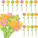 16 Pack Pastel Plush Flowers with Bendable Stems, Stuffed Sunflower Bouquet Toy with Smiley Face, 12 Inch Soft Artificial Flower for Curtain Tiebacks, Nursery Room Decor