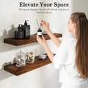 Floating Shelves for Wall, 7.9" Deep Wall Mounted Wood Shelves for Bathroom, Bedroom, Living Room, Kitchen, Hanging Shelf for Books/Storage/Room Decor (Brown, 16") (16" Set of 2)