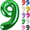 Green Number 9 Balloon 40 Inch, 9 Balloon Number, 9th Birthday Decorations, Green Party Supplies for Boys Girls