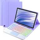 MePadKey Trackpad Keyboard Case for Amazon Fire HD 10/10 Plus 10.1 inch 2021/2023(11/13th Generation),7-Color Backlight Rechargeable Keyboard with Kids Multi-Angle Cover for Tablet (Purple)