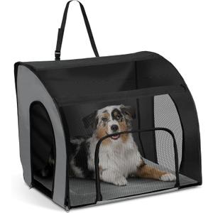 K&H Pet Products Enclosed Large Dog Car Seat, Travel Safety Carrier, Dog Travel Car Seat, Soft-Sided Covered Pet Carrier, Washable Pad, Multiple Entrances, Mesh Windows - Large 29.5 X 22 X 25.5in