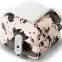 Cow Print Heated Throw Blanket Electric Blanket-Heating Blanket Throw with 5 Heat Levels & 4 Hours Auto-Off, Cozy Soft Fleece Sherpa, Washable, 50 x 60 Inches Cow Print Light Coral (08 - Taupe Ombre-light Coral)