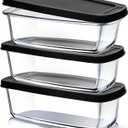 EATEX Glass Bread Pans for Homemade Bread Baking, 1.9 Qt Deep Glass Food Storage Containers with Lids Glass, 3 Glass Bread Loaf Pans 3 Airtight Lids