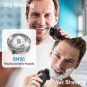 SH50 Replacement Heads For Series 5000 Electric Shaver With Phillips 5000 (S5xxx), AquaTouch (S5xxx), PowerTouch (PT8xx, PT7xx), 9-Pack