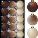 15 PCS Brown Velvet Balls Ornaments for Christmas Tree, 3.15" Large Balls Velvet Christmas Ornaments Set Decor for Tree Mantle Wreath, Neutral Vintage Shatterproof Xmas Indoor Home Holiday Decor