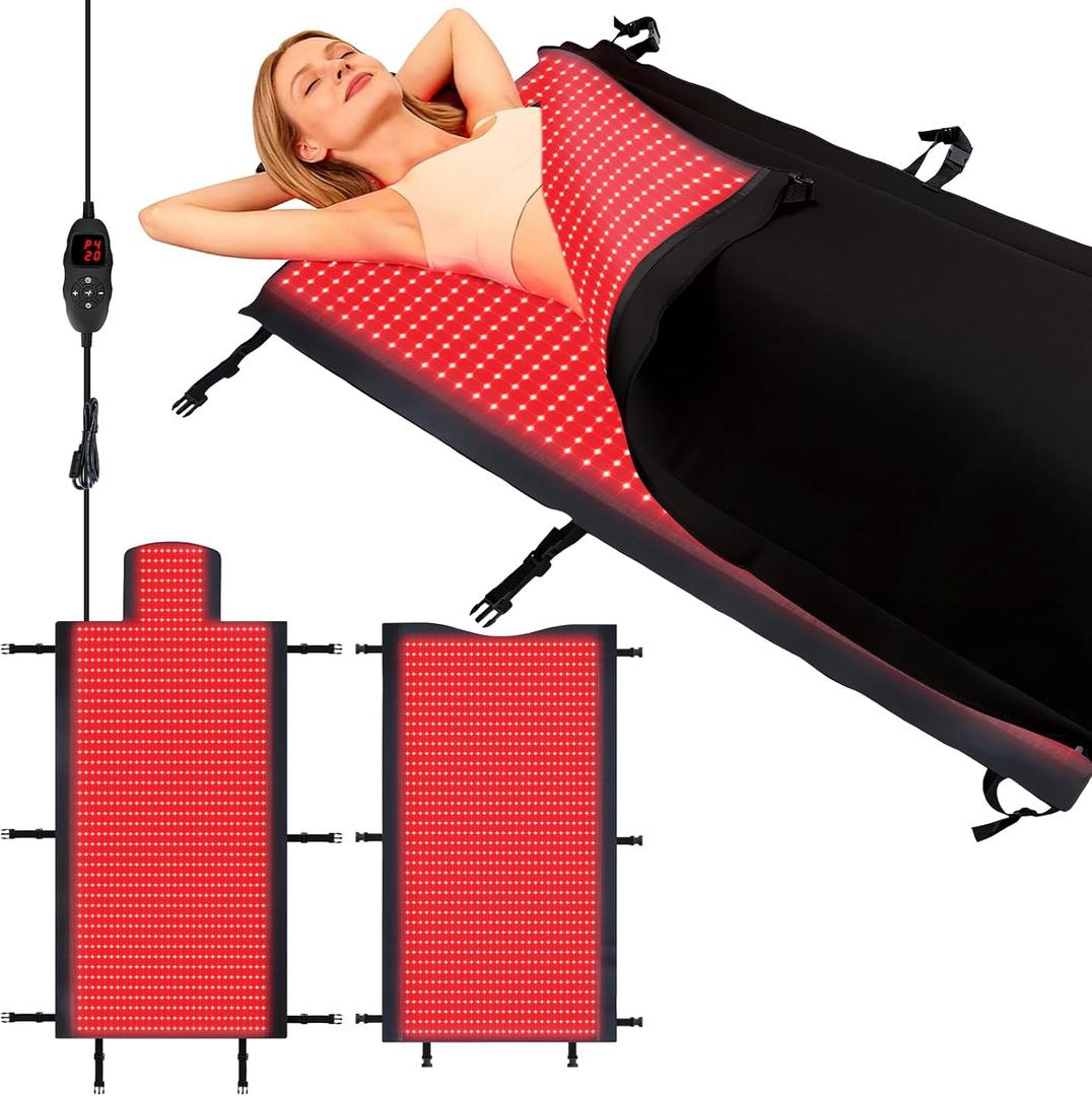 2570 LEDs Dual Full Body Red Light Therapy Mat, Red Light Therapy Blanket, 2570pcs 2in1 LEDs(660nm& 850nm), Premium Leather, Adjustable Timer & Intensity